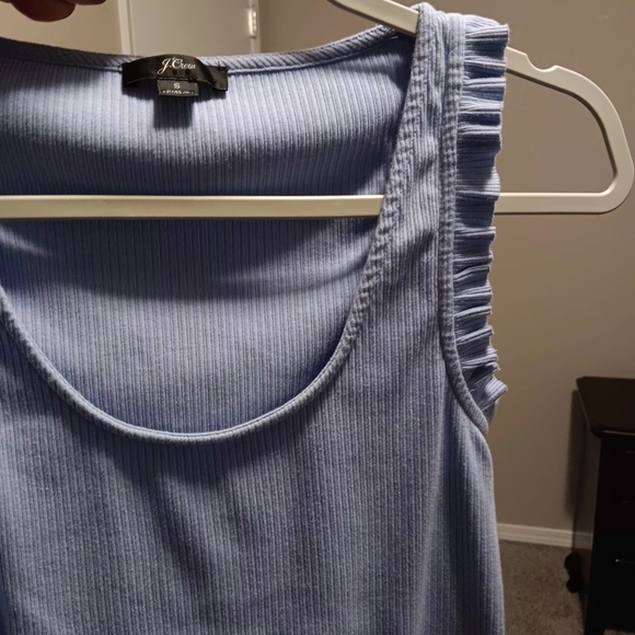 J. Crew Light Blue Ribbed Ruffle Strap Tank - Picture 6 of 9